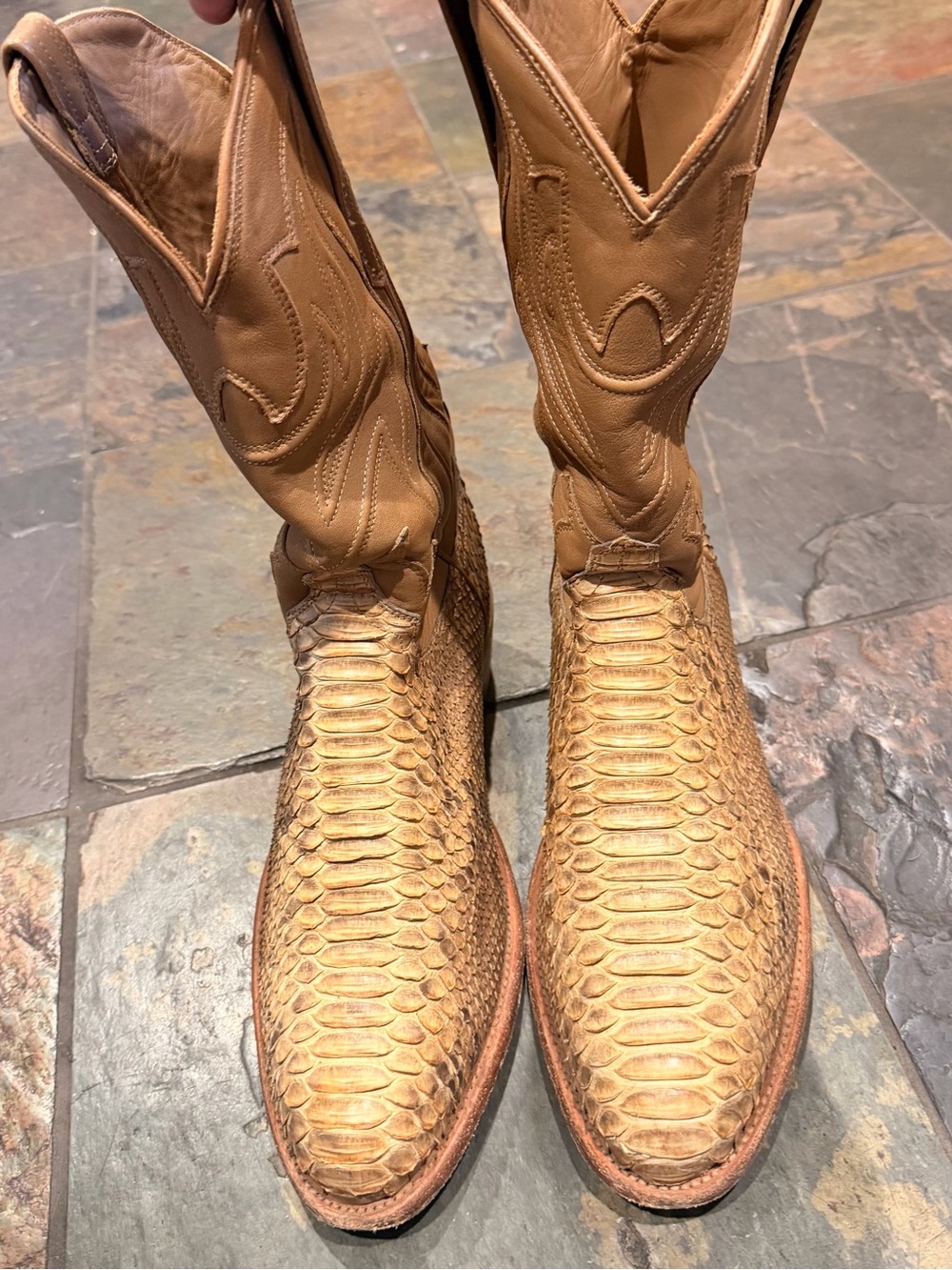 Tecovas The Brady Natural Python Cowboy Boots, Men’s 11D